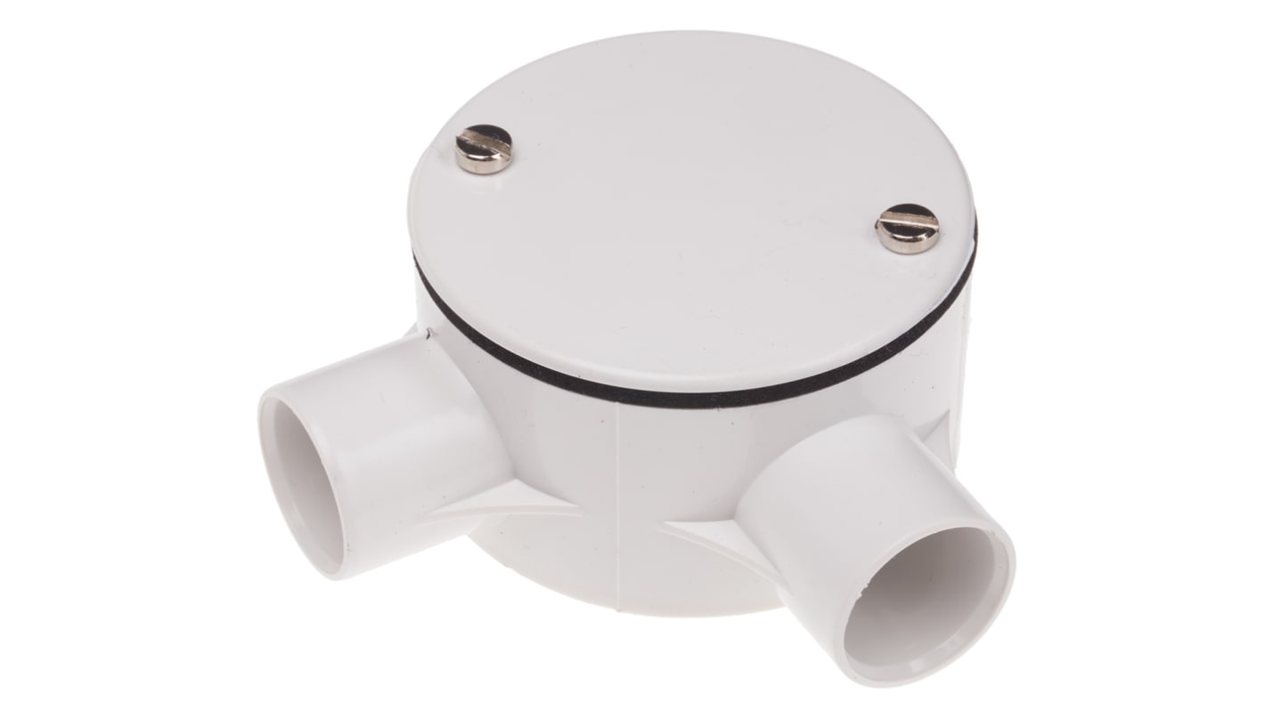 RS PRO Angle Box, Conduit Fitting, (Dia) 20mm Nominal Size, PVC, White