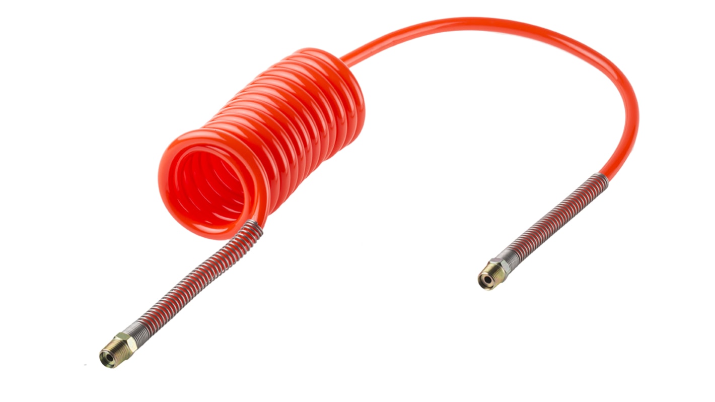 Tuyau spiralé CPC, avec raccord BSPT 1/4 pouce mâle, Rouge, Diam.ext 10mm, Long. 2m