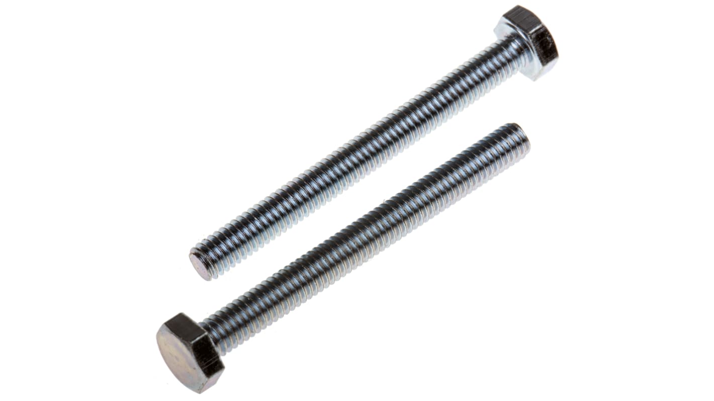 RS PRO Bright Zinc Plated Steel Hex, Hex Bolt, M4 x 40mm RS