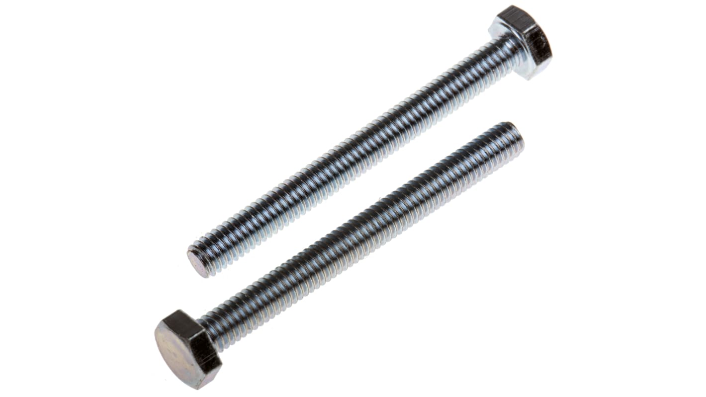 RS PRO Bright Zinc Plated Steel Hex, Hex Bolt, M4 x 40mm