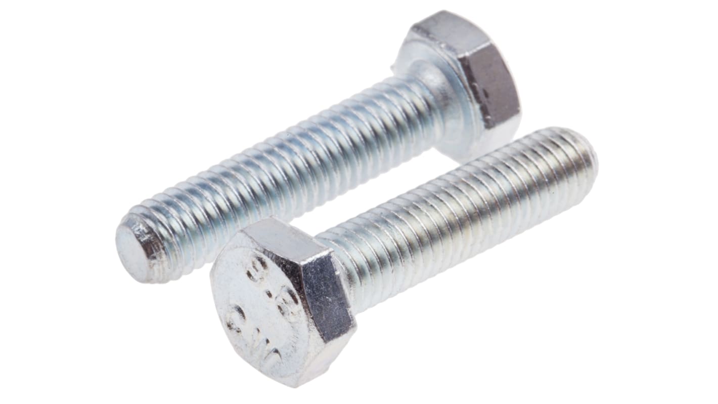 RS PRO Bright Zinc Plated Steel Hex, Hex Bolt, M8 x 35mm