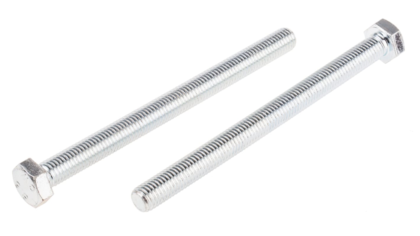 RS PRO Bright Zinc Plated Steel Hex, Hex Bolt, M12 x 150mm