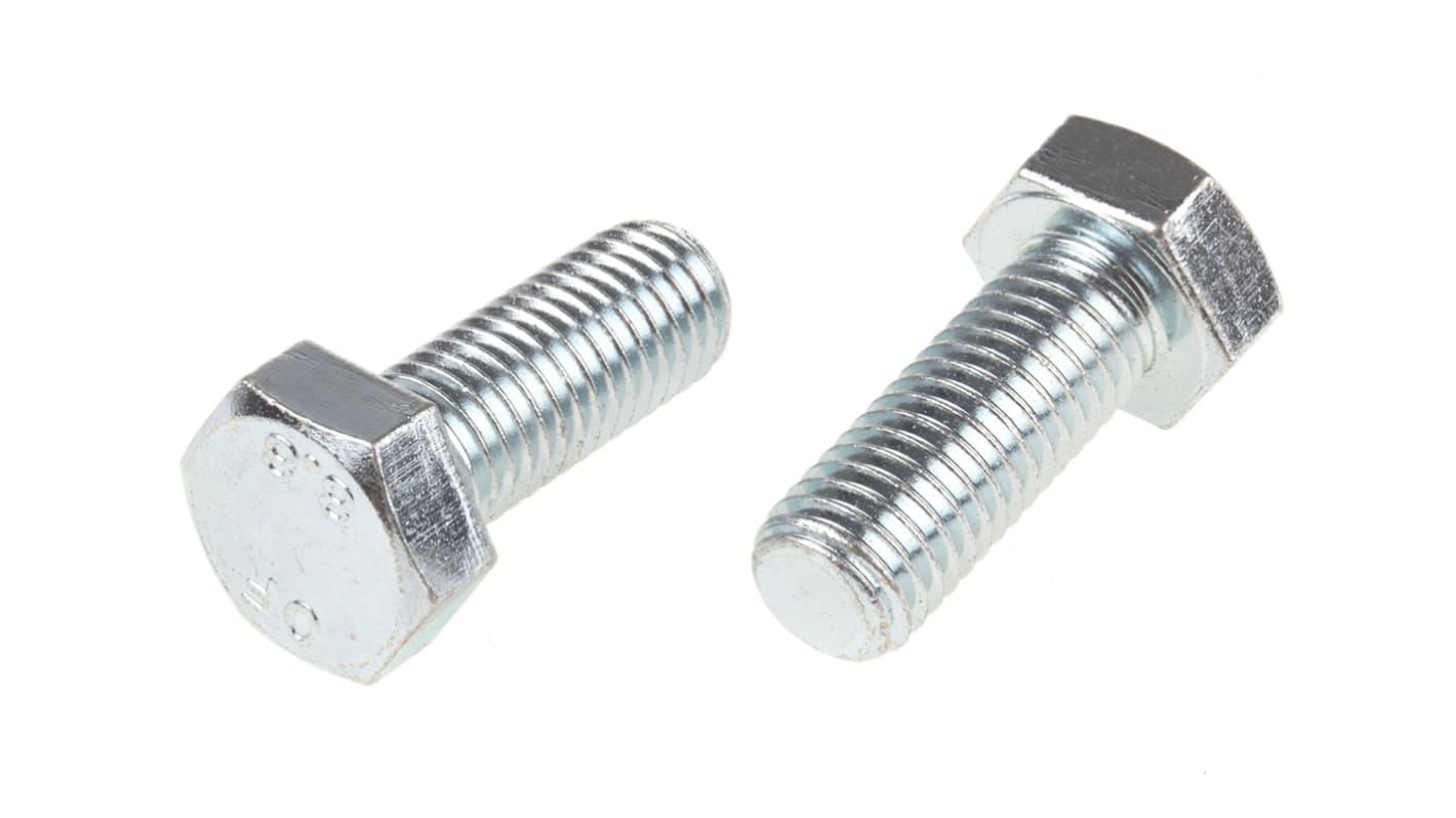 RS PRO Bright Zinc Plated Steel Hex, Hex Bolt, M14 x 35mm