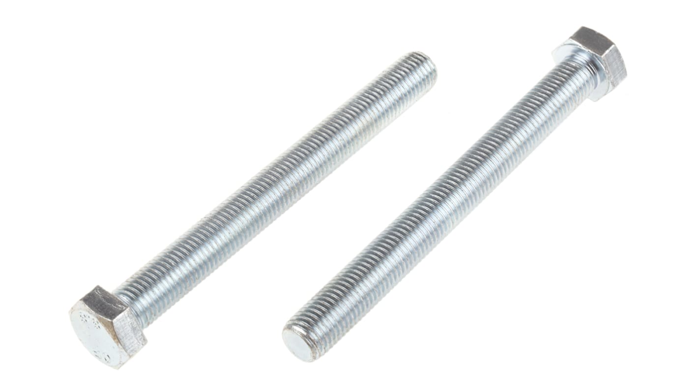 RS PRO Bright Zinc Plated Steel Hex, Hex Bolt, M16 x 150mm