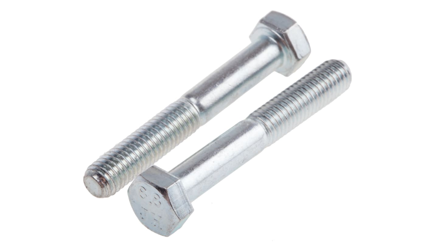 RS PRO Bright Zinc Plated Steel Hex, Hex Bolt, M5 x 35mm