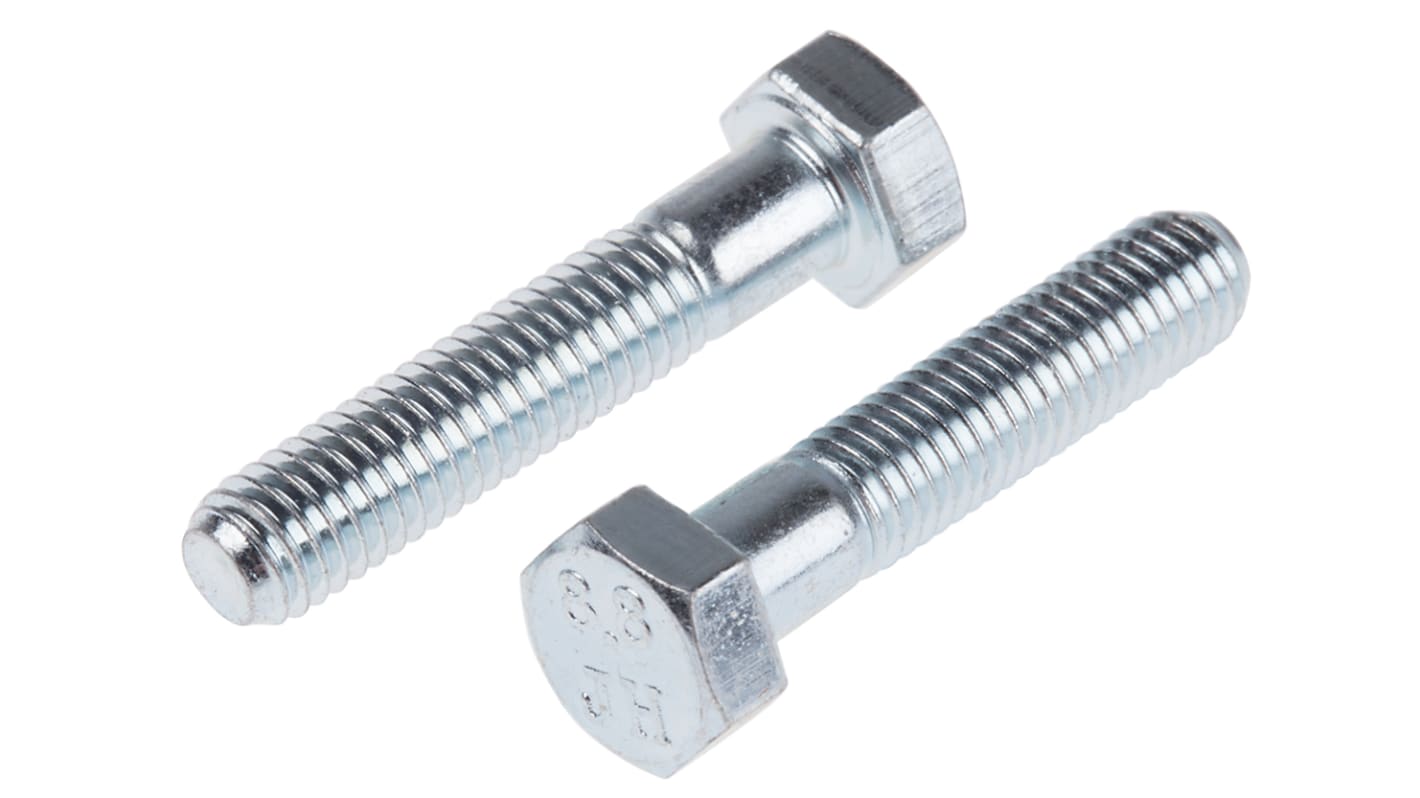 RS PRO Bright Zinc Plated Steel Hex, Hex Bolt, M5 x 25mm