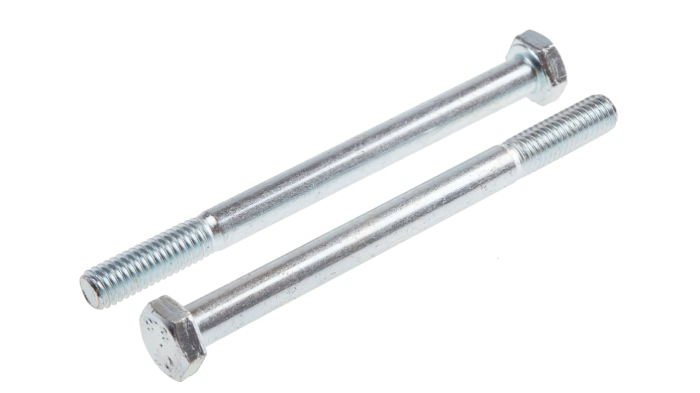 Bright Zinc Plated Steel, Hex Bolt, M6 x 75mm