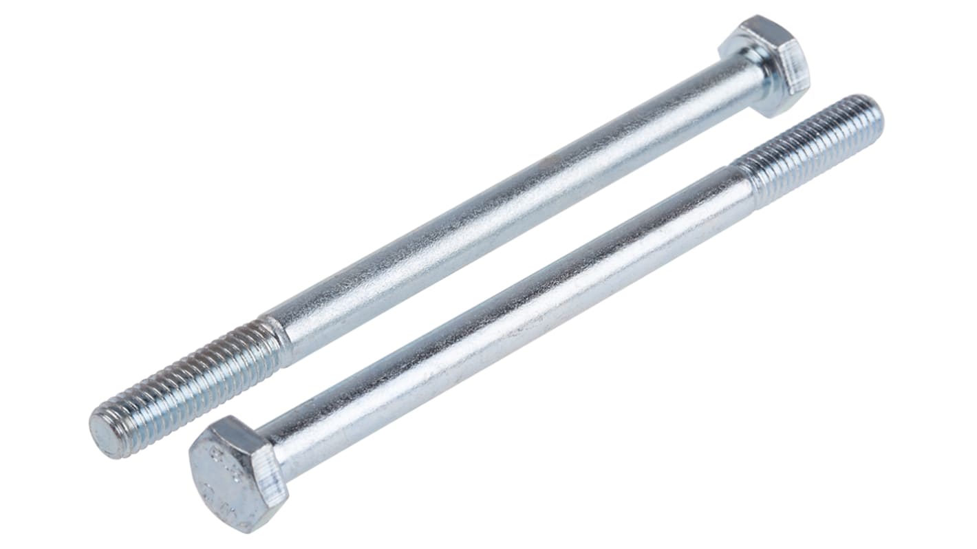 M6 x 90mm Bolt med sekskanthoved, Blankforzinket, Stål