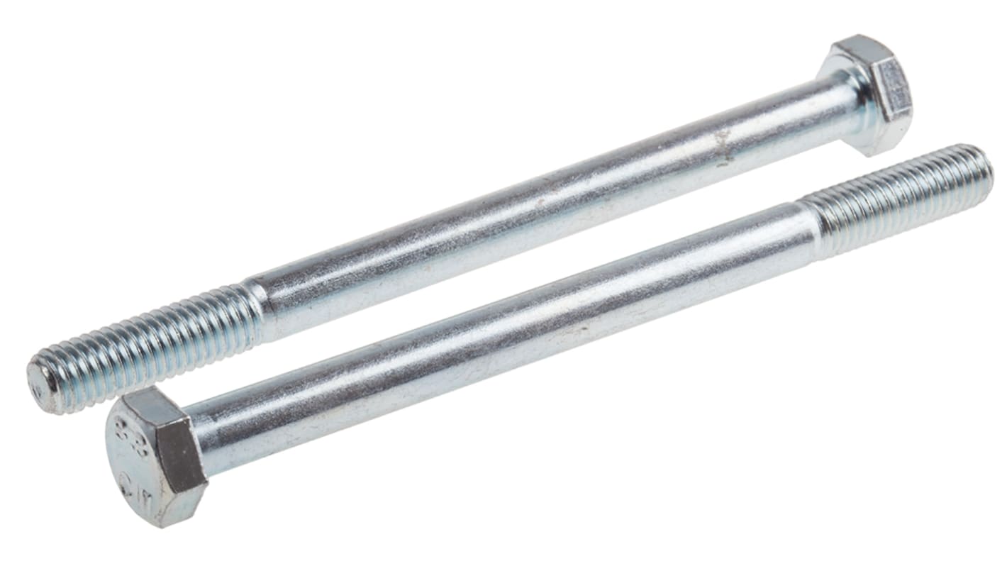 RS PRO Bright Zinc Plated Steel Hex, Hex Bolt, M8 x 150mm RS