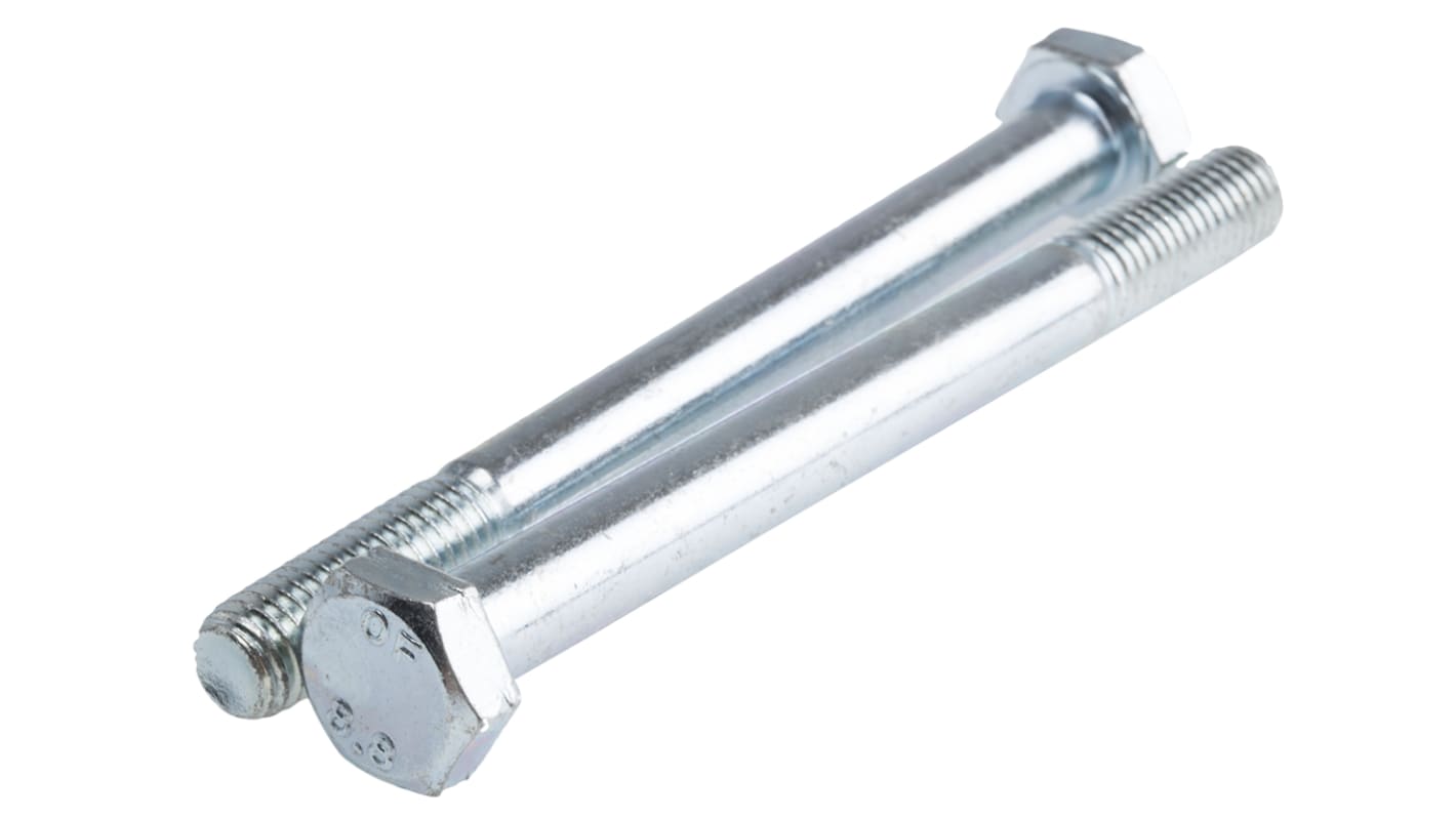 Bright Zinc Plated Steel, Hex Bolt, M10 x 110mm