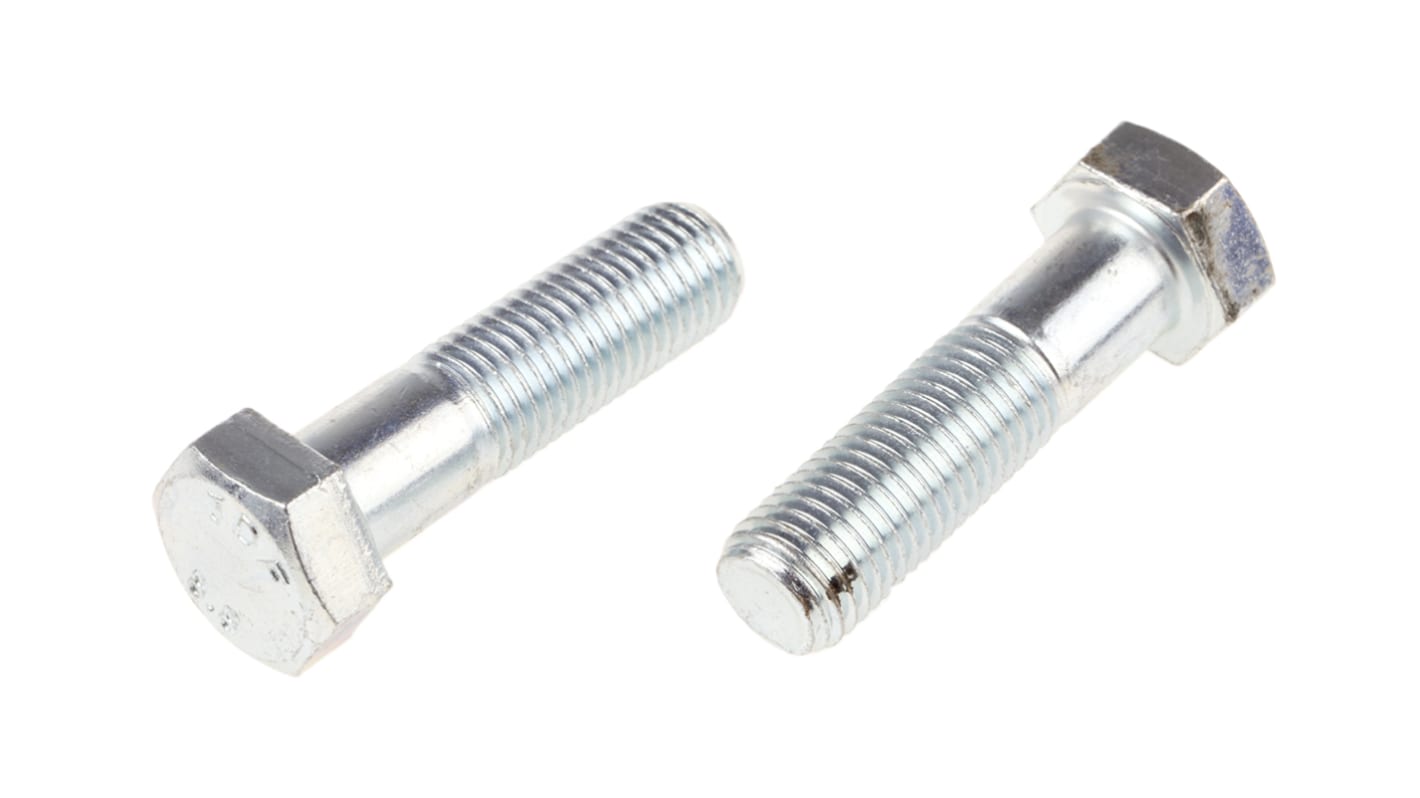 Bright Zinc Plated Steel, Hex Bolt, M20 x 75mm