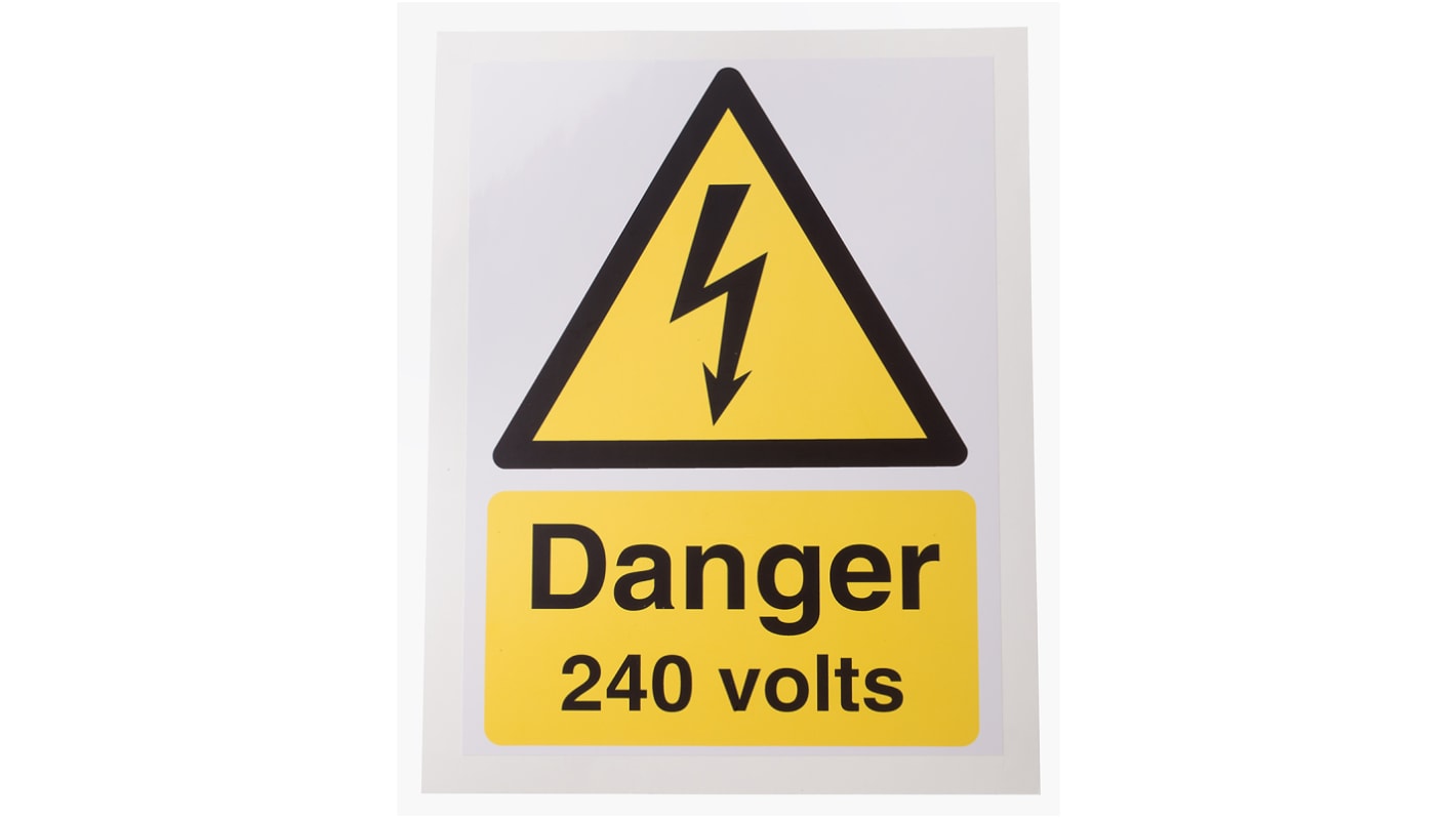 RS PRO 危険警告ラベル Danger 240 Volts 英語語 ビニール 黄/黒 電気 ラベル