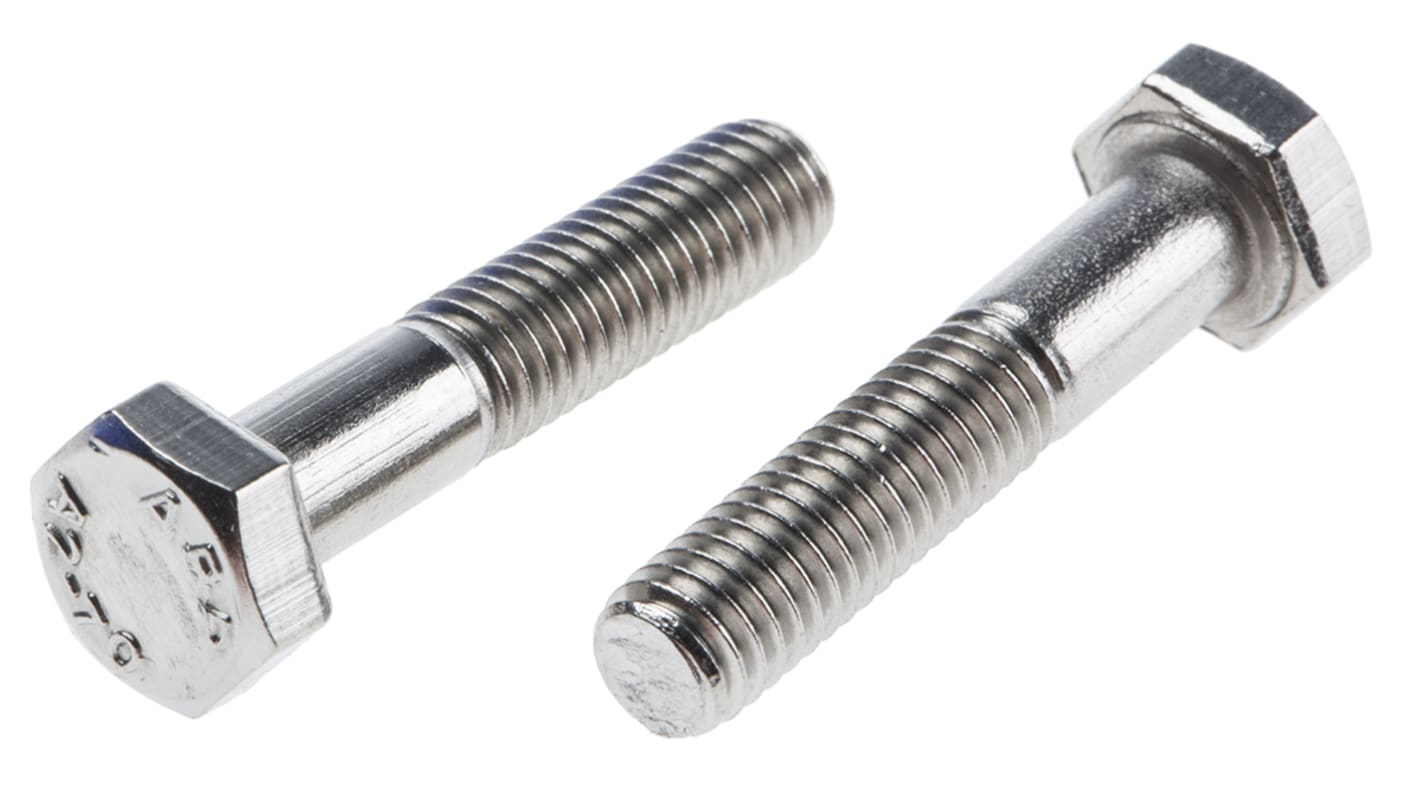 RS PRO Stainless Steel Hex, Hex Bolt, M6 x 30mm