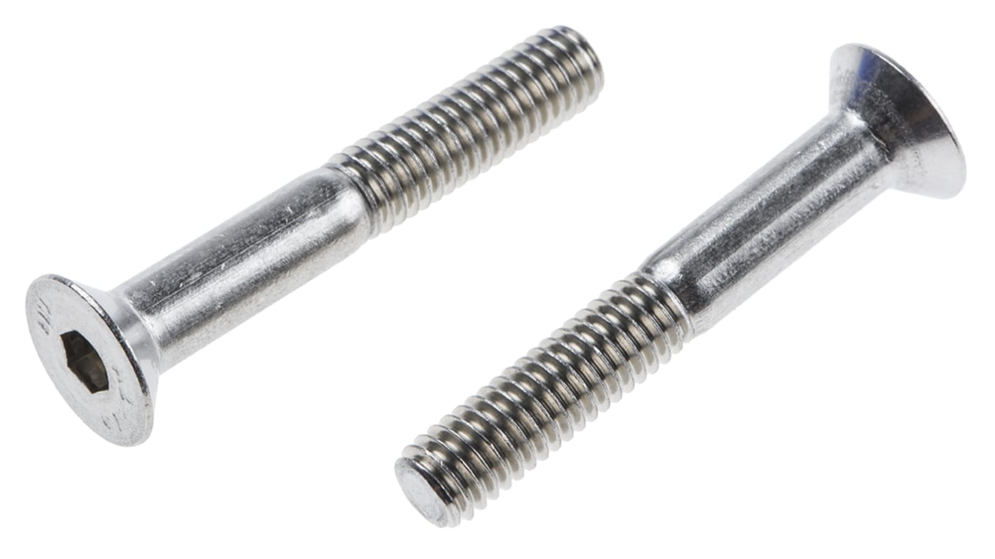 RS PRO Plain Stainless Steel Hex Socket Countersunk Screw, ISO 10642, M8 x 40mm