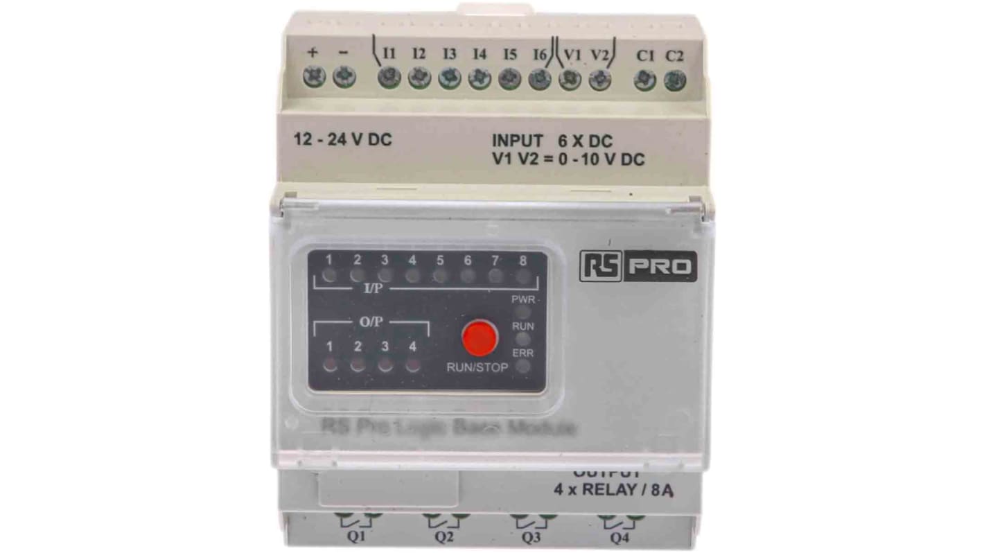 RS PRO Logic Module, 12 → 24 V dc Supply, Digital, Relay Output, 8-Input, Analogue, Digital Input