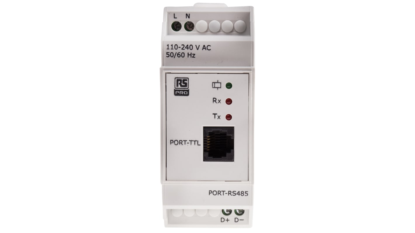 RS PRO Communication Module for Use with RS PRO Logic Modules, 110 → 240 V ac Supply, RS485 Protocol (D-), RS485