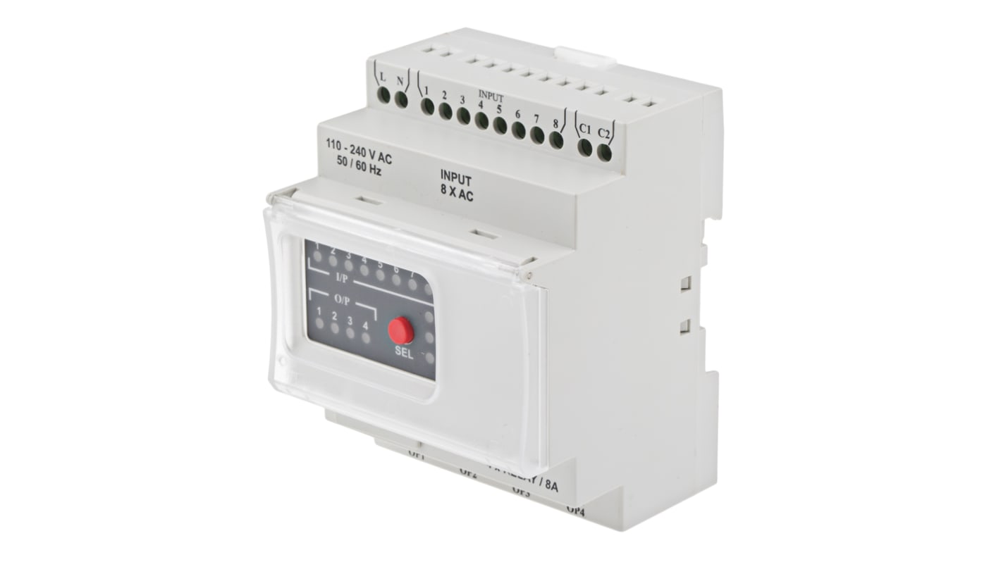 RS PRO I/O bővítőmodul, ModBus, kapacitás: 250 sor, DIN-sín, 110 → 240 V AC