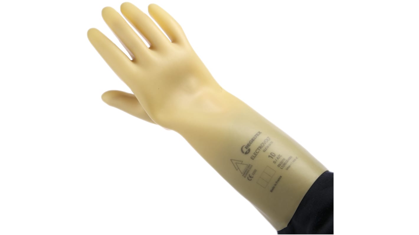Penta Beige Latex Electrical Protection Electrical Insulating Gloves, Size 10, Large, Latex Coating