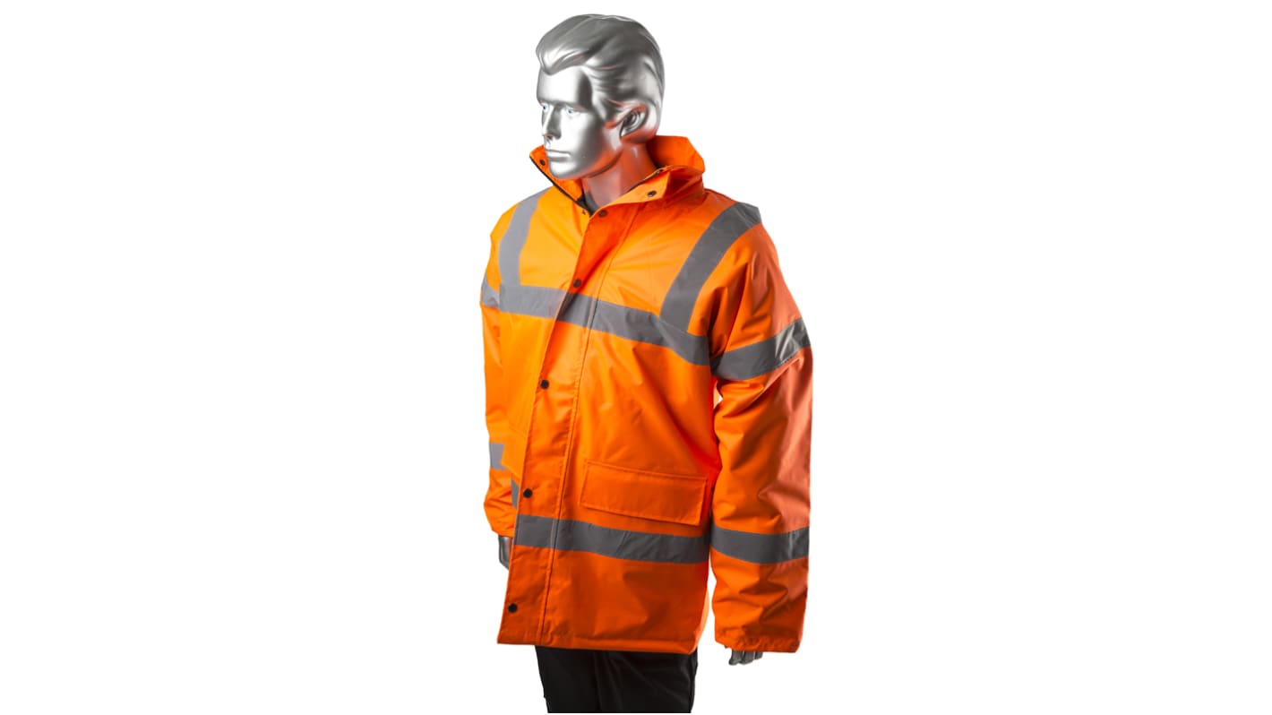 RS PRO Herren Warnschutzjacke Wasserdicht, Polyester Orange, Futter PET, Größe M