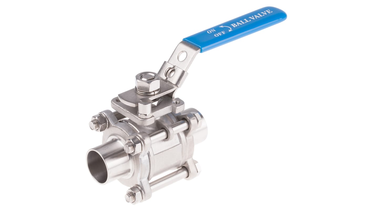 RS PRO Stainless Steel 2 Way, High Pressure Ball Valve