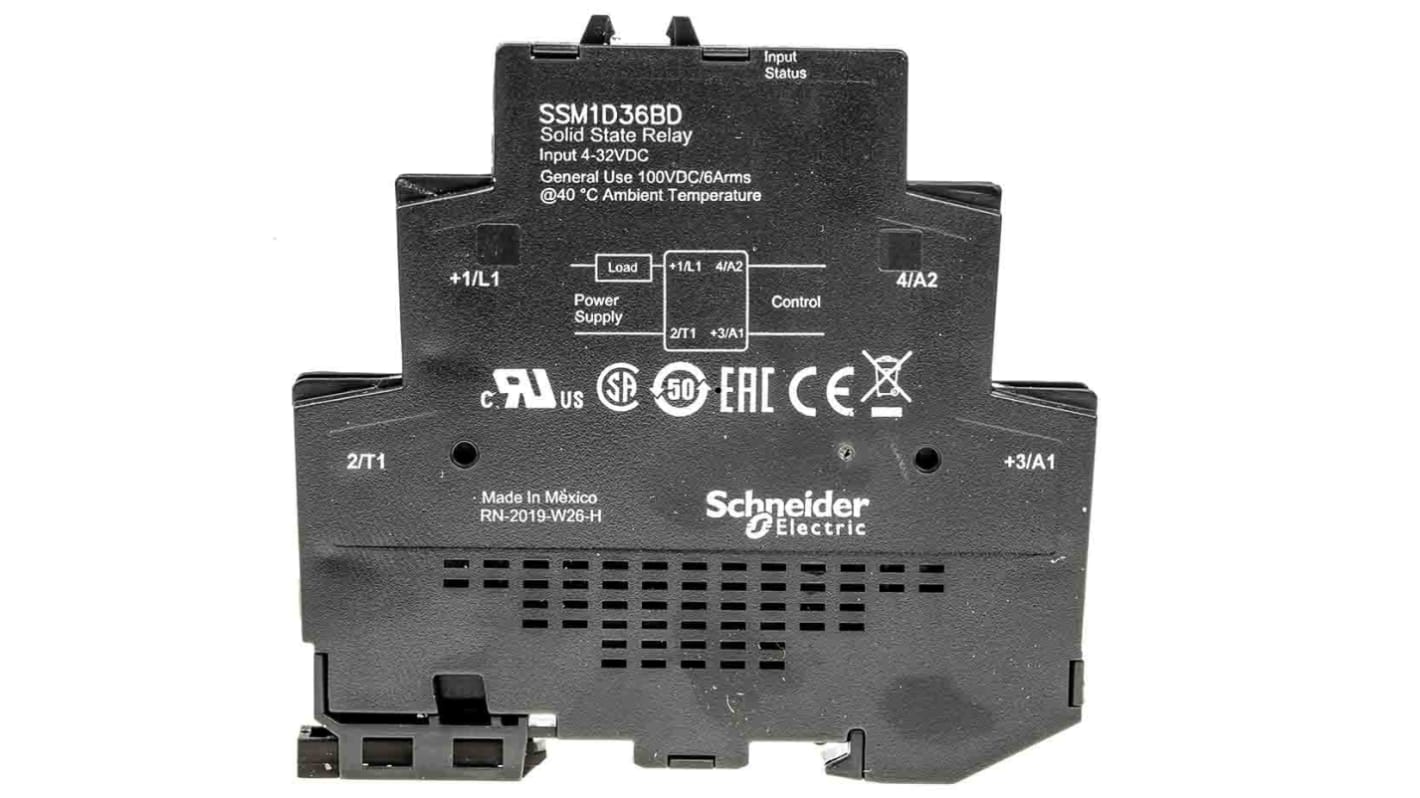 Schneider Electric ソリッドステートリレー 最大負荷電流:6 A 最大負荷電圧:100 V dc DINレール, SSM1D36BD