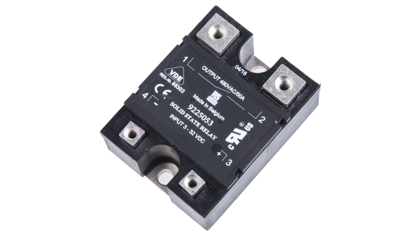 RS PRO Solid State Relay, 50 A rms Load, Panel Mount, 480 V ac Load, 32 V dc Control