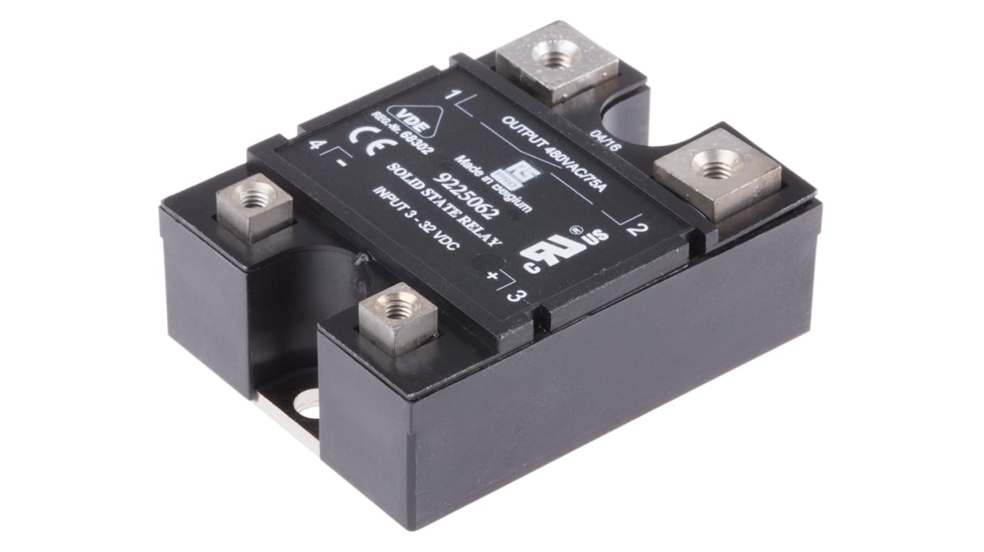 RS PRO Solid State Relay, 75 A rms Load, Panel Mount, 480 V ac Load, 32 V dc Control