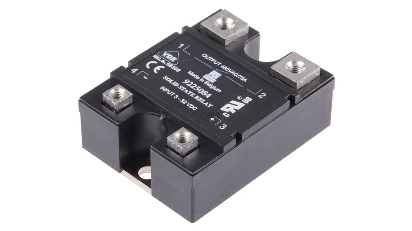 RS PRO Solid State Relay, 75 A rms Load, Panel Mount, 480 V ac Load, 32 V dc Control