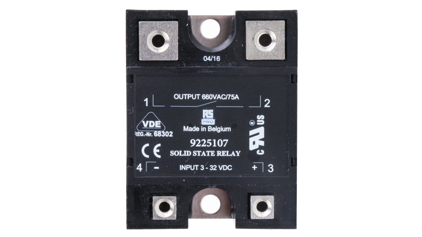 RS PRO Solid State Relay, 75 A rms Load, Panel Mount, 660 V ac Load, 32 V dc Control RS