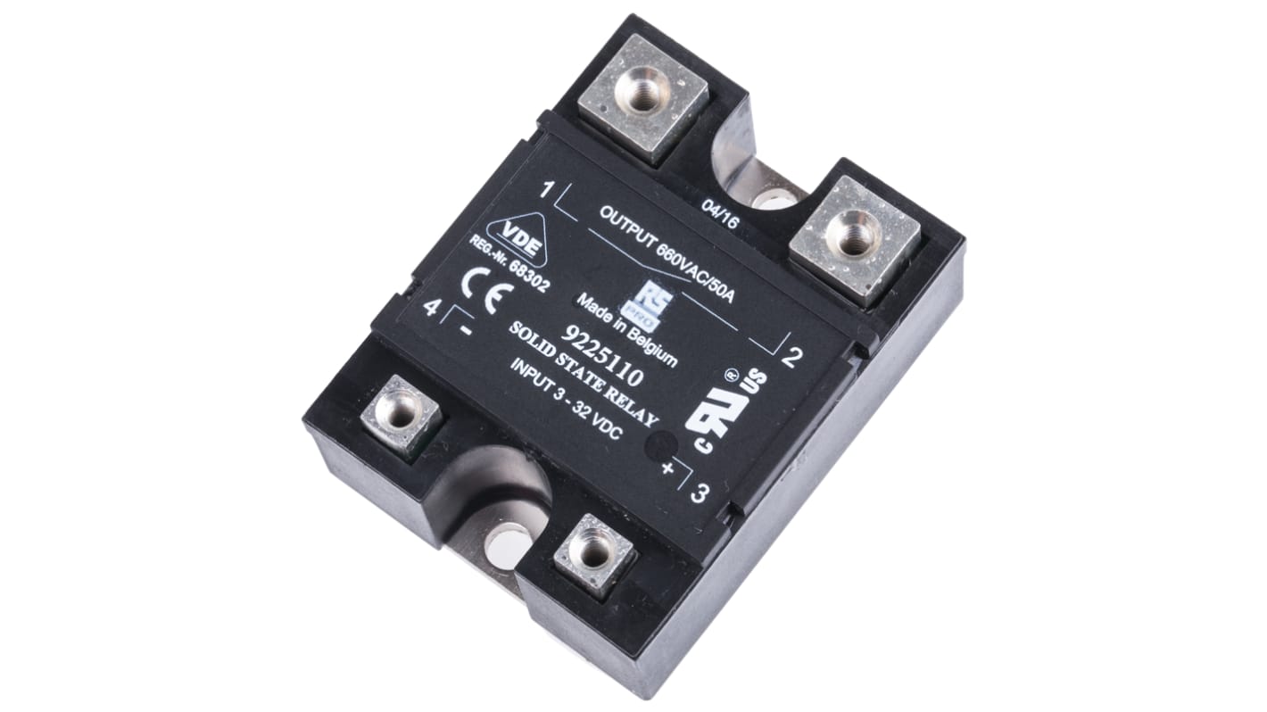 RS PRO Solid State Relay, 50 A rms Load, Panel Mount, 660 V ac Load, 32 V dc Control RS