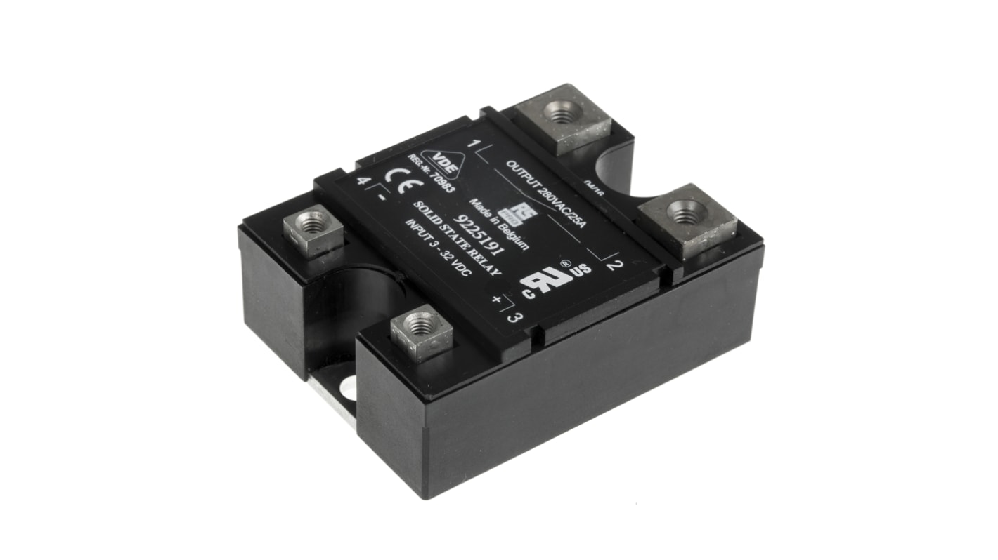 RS PRO Solid State Relay, 25 A rms Load, Panel Mount, 280 V ac Load, 32 V dc Control