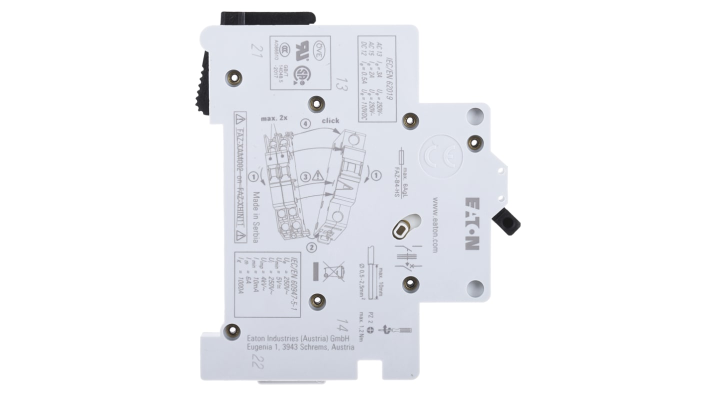 Pomocný kontakt, řada: Eaton Moeller Montáž na lištu DIN se šroubem 1NC + 1NO 3 A AC, 500 mA DC 120 V DC, 240 V AC