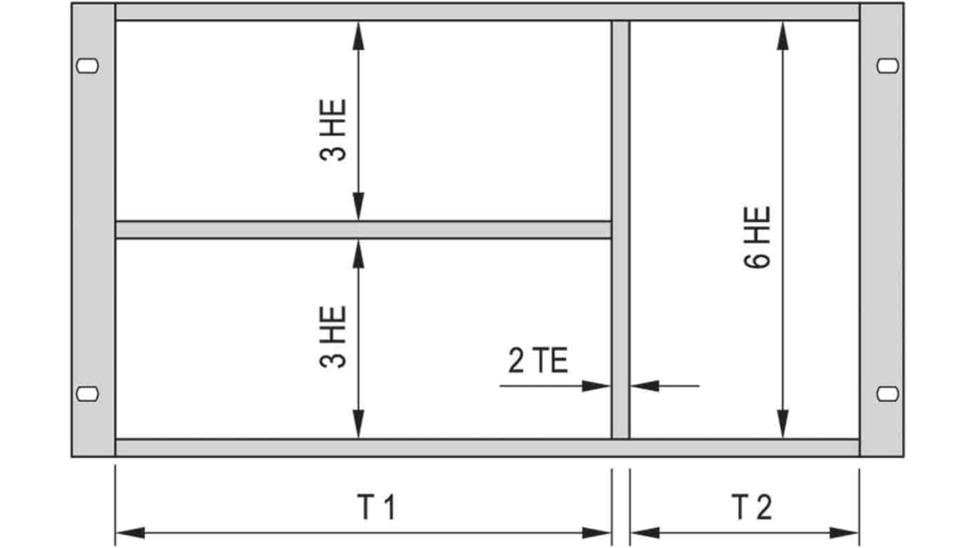 Chasis de montaje en rack nVent SCHROFF serie RatiopacPRO, de Aluminio, Acero, Zinc, 1 x 6U x 20HP