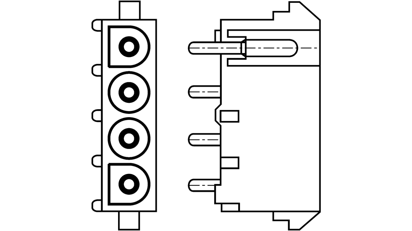 Presa PCB TE Connectivity, 12 vie, 3 file, passo 6.35mm, Montaggio con foro passante