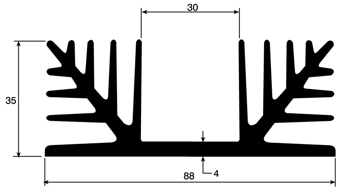 Heatsink, 1.8K/W, 100 x 88 x 35mm