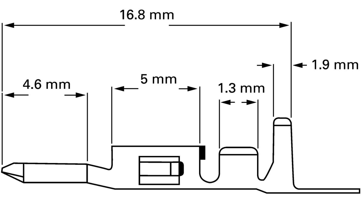 TE Connectivity VAL-U-LOK Series Female Crimp Terminal, 22AWG Min, 18AWG Max