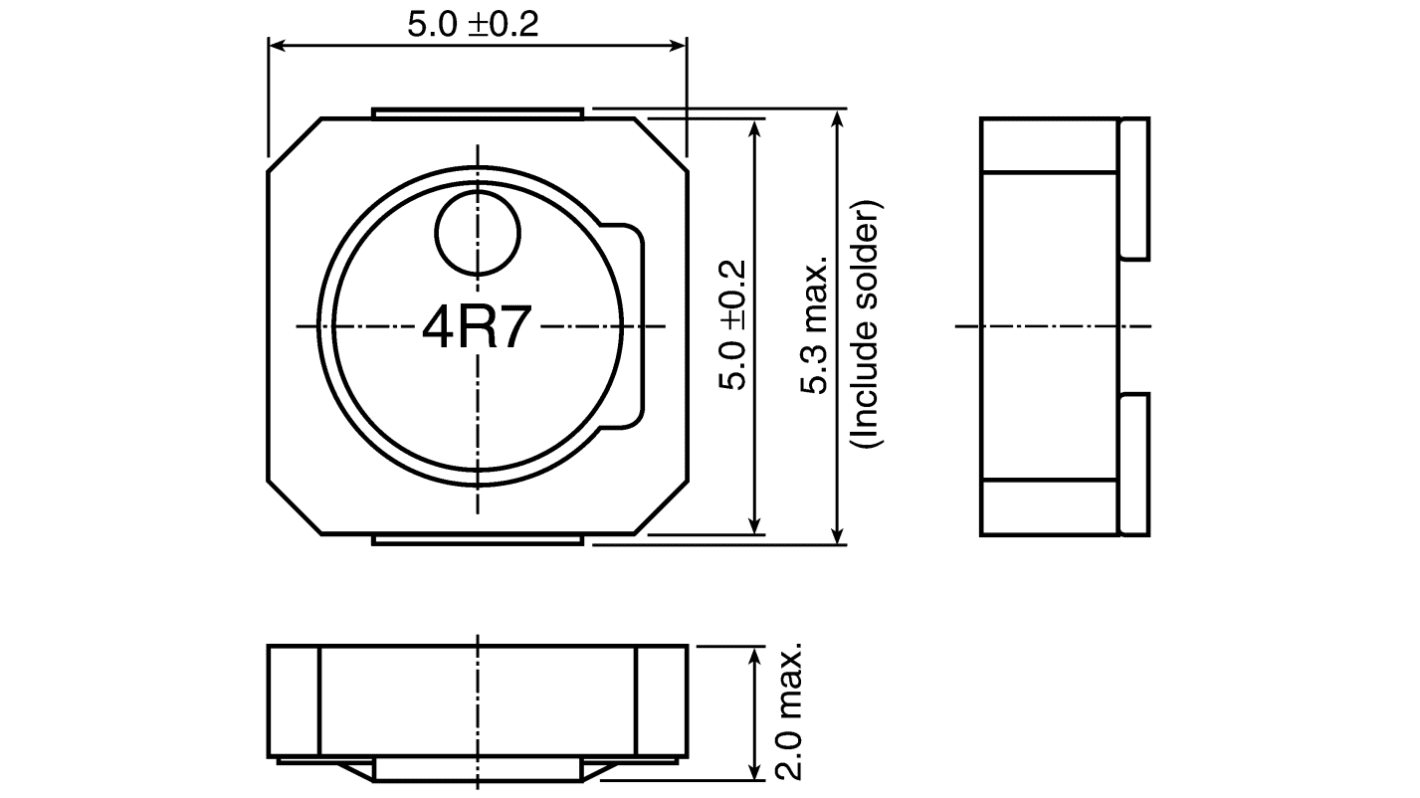 TDK, VLCF, 5020 Shielded Wire-wound SMD Inductor with a Ferrite Core, 2.2 μH ±30% Wire-Wound 2.76A Idc