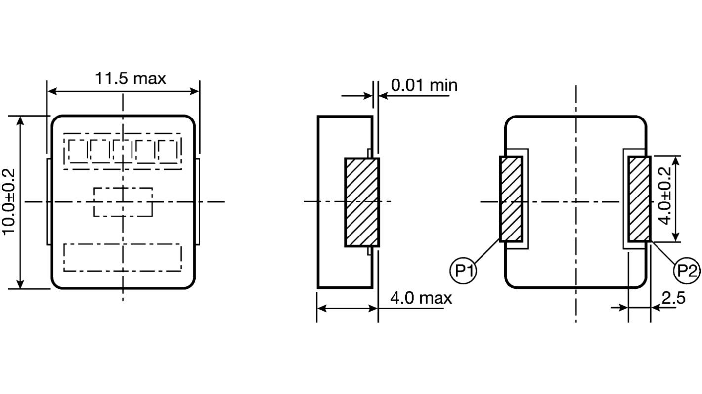 Inductor de montaje en superficie bobinado Panasonic, 190 nH, ±20%, núcleo de Compuesto de Metal, 28A Idc, Serie