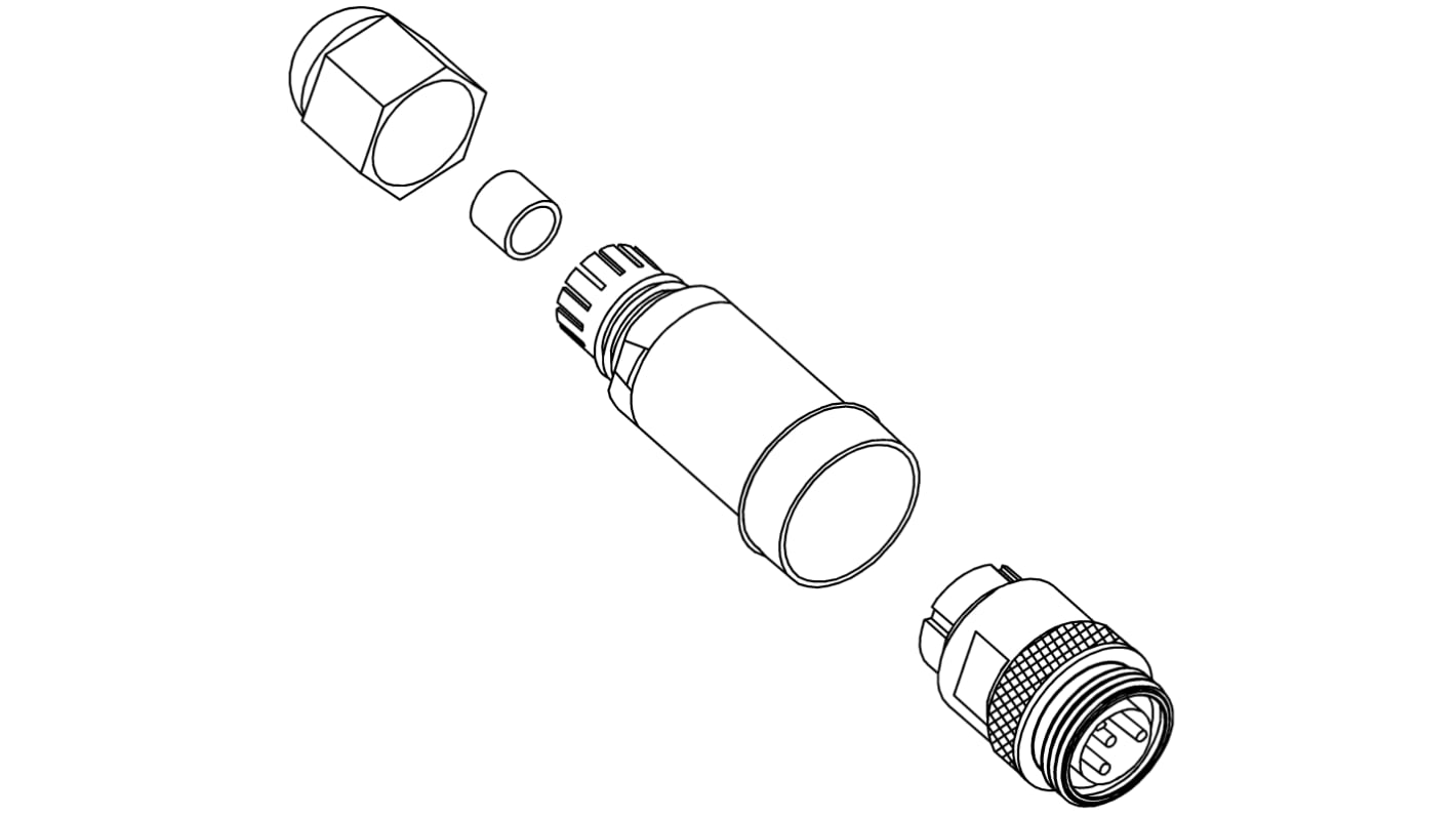 Molex serie Mini-Change Miniature Cirkulær konnektor, Lige 5-Polet Fatning, Kabelmontering med Han Kontakter, IP67