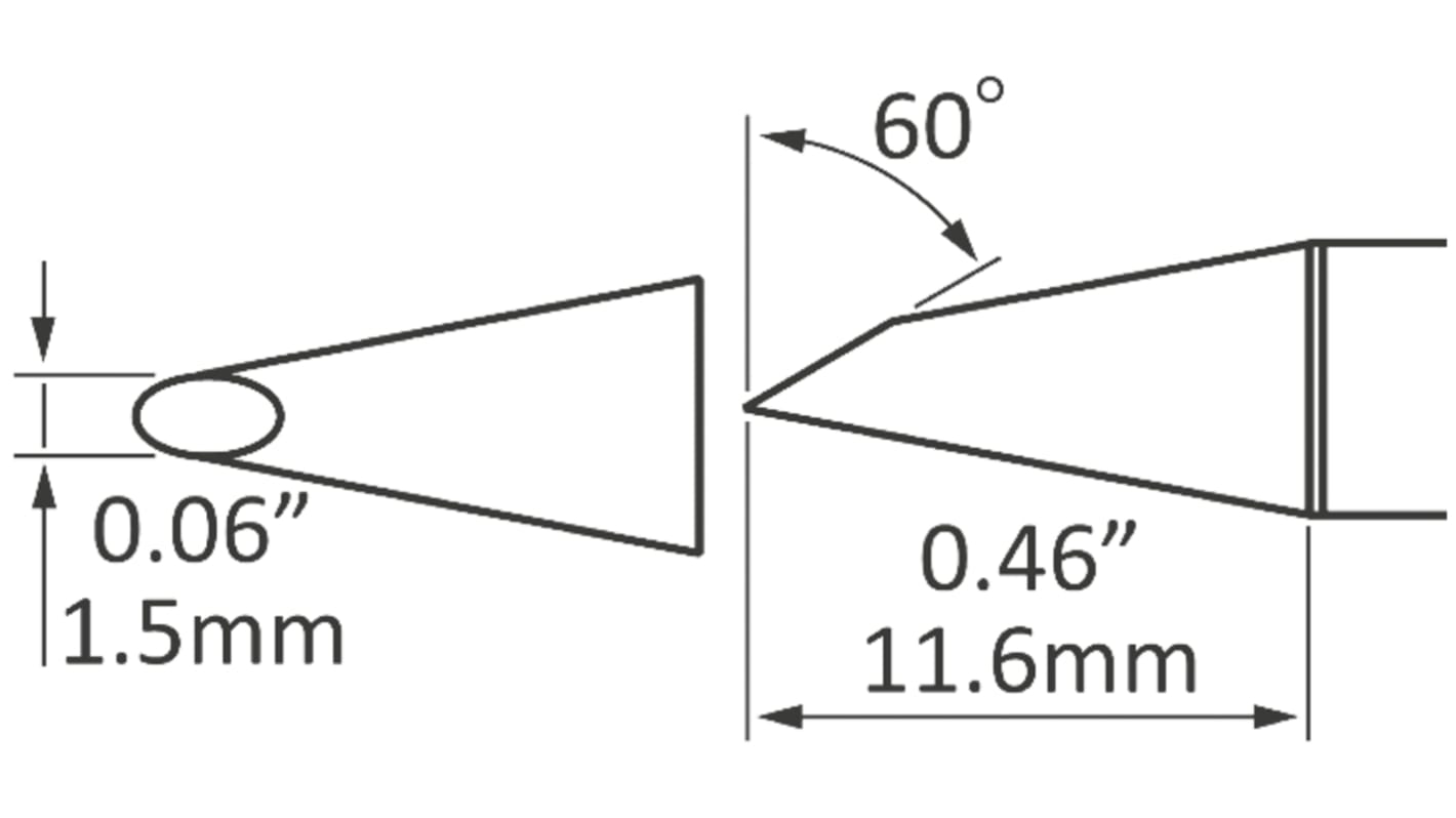 Metcal Loddespids SxP 1,5 mm 60° Hov, til MFR-H1-SC2