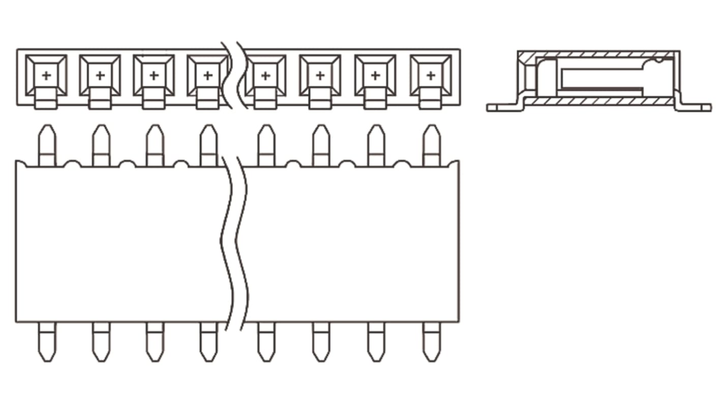 Samtec SSM Series Right Angle Surface Mount PCB Socket, 8-Contact, 1-Row, 2.54mm Pitch, Solder Termination