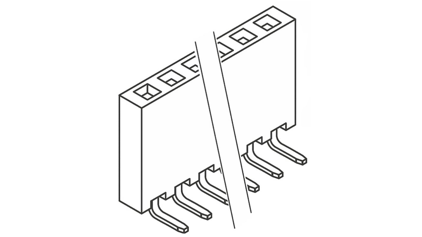 Samtec SSW Series Right Angle Through Hole Mount PCB Socket, 2-Contact, 1-Row, 2.54mm Pitch, Solder Termination