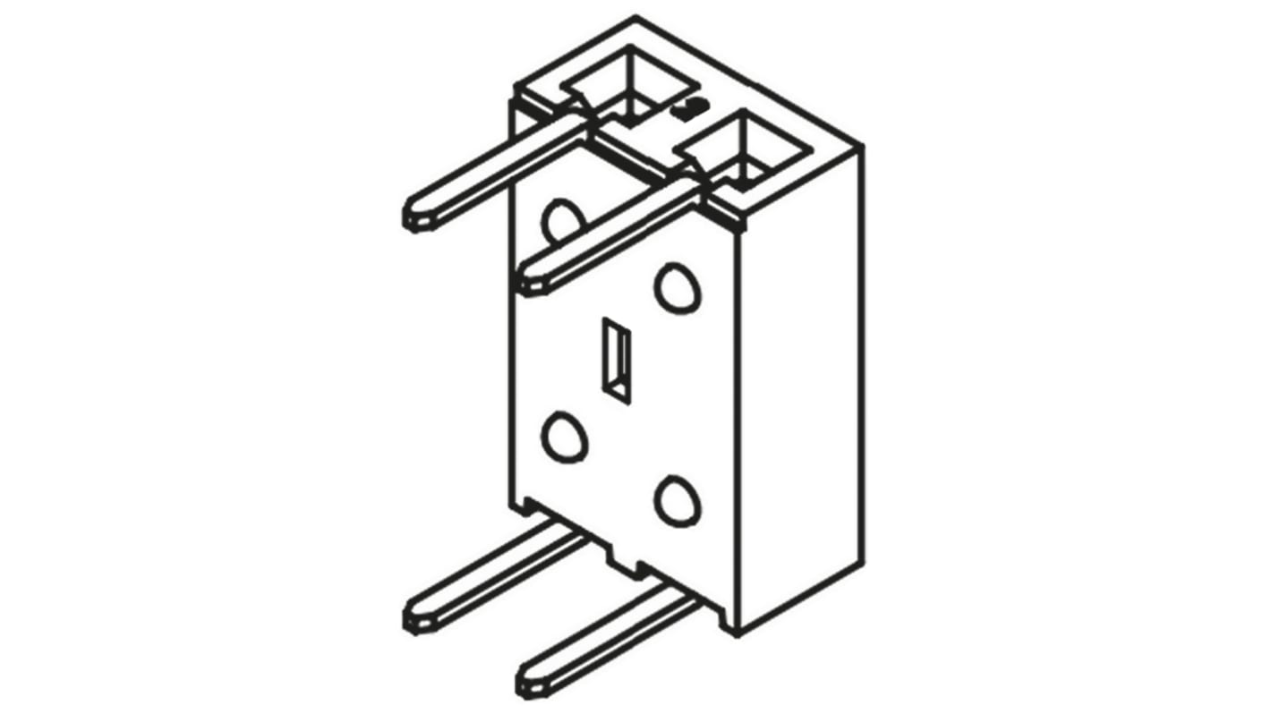 Connecteur femelle pour CI, 2 contacts, 1 rangée, 2.54mm, Traversant, Angle droit