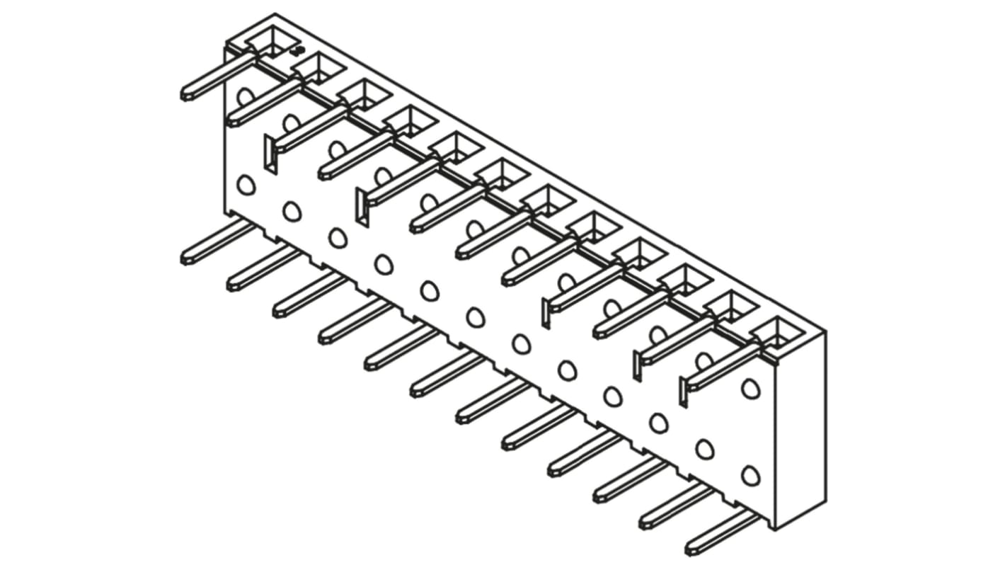 Samtec BCS Series Right Angle Through Hole Mount PCB Socket, 12-Contact, 1-Row, 2.54mm Pitch, Through Hole Termination