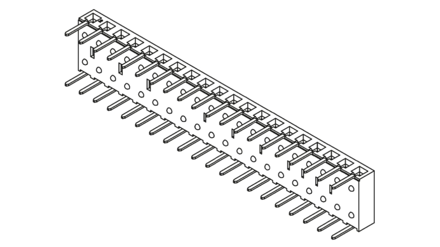 Samtec BCS Series Right Angle Through Hole Mount PCB Socket, 20-Contact, 1-Row, 2.54mm Pitch, Through Hole Termination