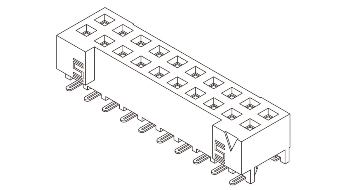 Connecteur femelle pour CI, 50 contacts, 2 rangées, 2mm, Montage en surface, Droit