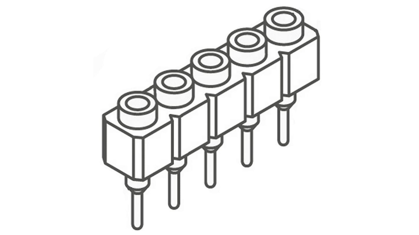 Samtec SS Series Straight Through Hole Mount PCB Socket, 5-Contact, 1-Row, 2.54mm Pitch, Solder Termination