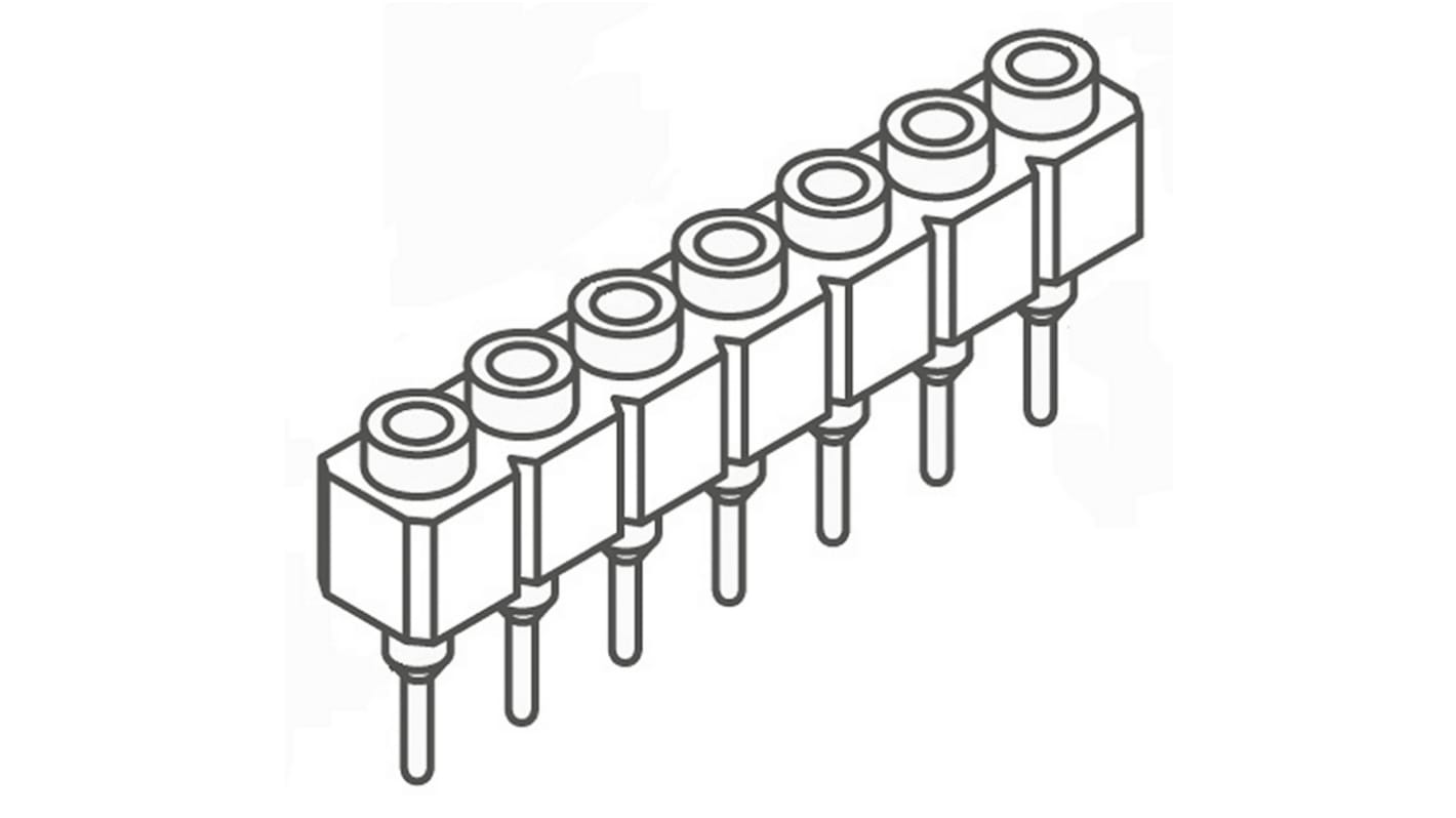 Samtec SS Series Straight Through Hole Mount PCB Socket, 7-Contact, 1-Row, 2.54mm Pitch, Solder Termination