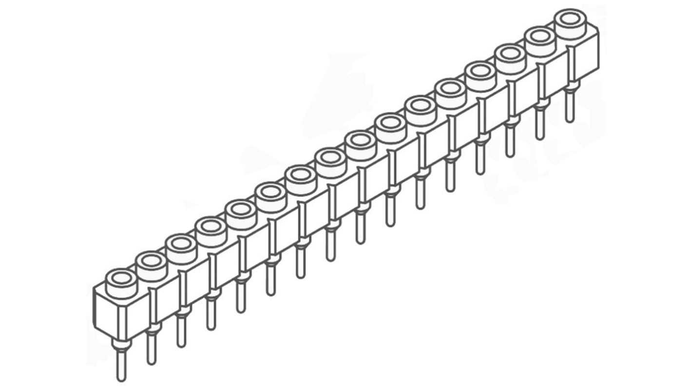 Samtec SS Series Straight Through Hole Mount PCB Socket, 16-Contact, 1-Row, 2.54mm Pitch, Solder Termination