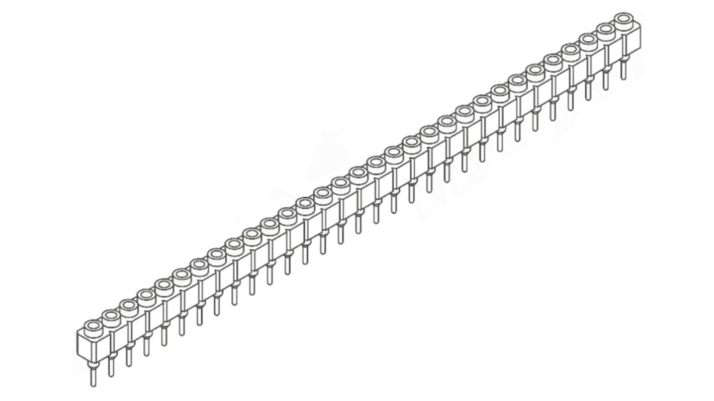 Samtec SS Series Straight Through Hole Mount PCB Socket, 32-Contact, 1-Row, 2.54mm Pitch, Solder Termination